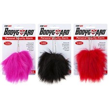 POM POM PERSONAL ALARM Staff Panic Rape Safety Security Fur Keychain 923108
