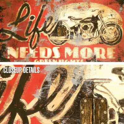 40W''x20H'' LIFE NEEDS MORE GREEN LIGHTS by RODNEY WHITE - BIKE CHOICES of CANVAS