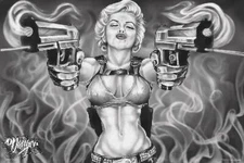 Marilyn Double Guns by James Danger Harvey Laminated Poster - 36.5" x 24.5"