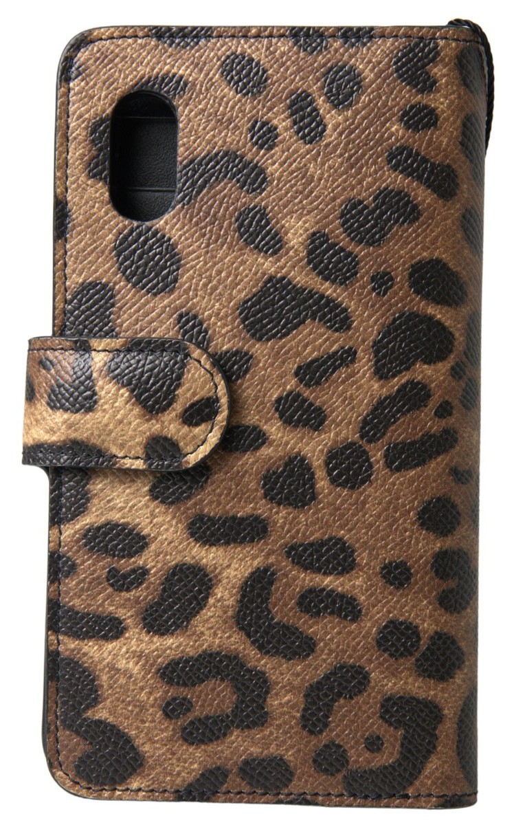 DOLCE & GABBANA Phone Case Flip Cover Brown Leopard Crystal iPhone