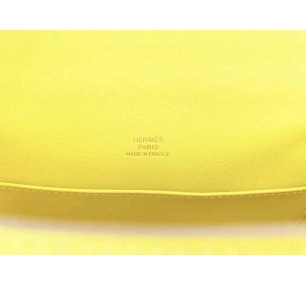 Hermes Neon/Candy Lime Yellow Kelly Pochette Cut Bag Gold