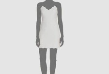 $88 Aqua Women's White Scalloped V-Neck Sleeveless Cocktail Sheath Dress Size S