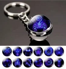 Luminous Ball Alloy glass Keychain Pendant Of All The 12 Zodiac Signs BEST
