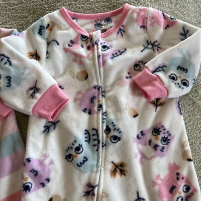 2 Absorba Girls Pink Purple Blue Owls Fleece Long Sleeve Pajamas 6