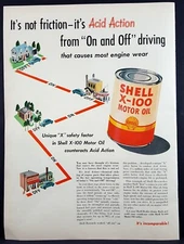 1948 Shell X-100 Motor Oil Vintage Magazine Print Ad