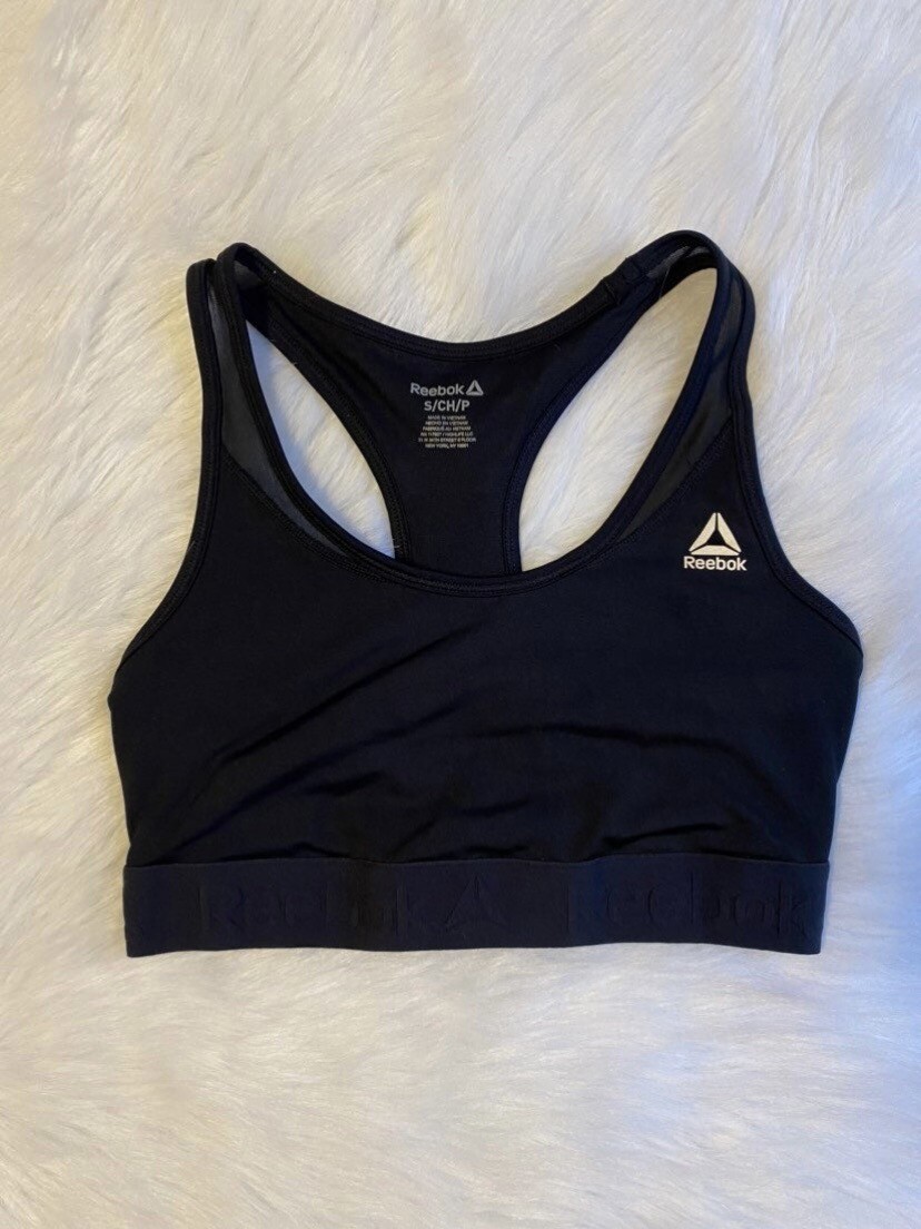 Reebok Sports Bra Womens Size Small Black Wireless Racerback