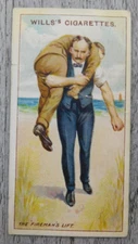 Wills's First Aid Cigarettes Tobacco Trade Card Vintage No 19 The Fireman's Lift