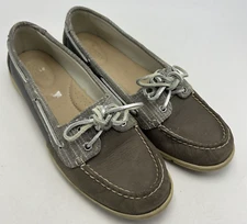 Sperry Top-Sider Boat Shoes Womens 10 M Gray Leather Canvas Two-Tone