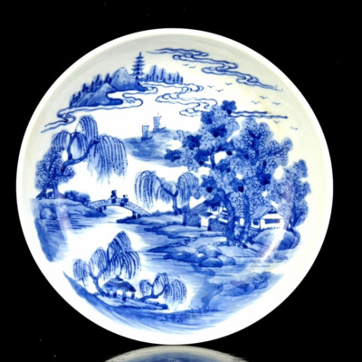 Chinese Blue&white Porcelain HandPainted Exquisite Landscape Plate