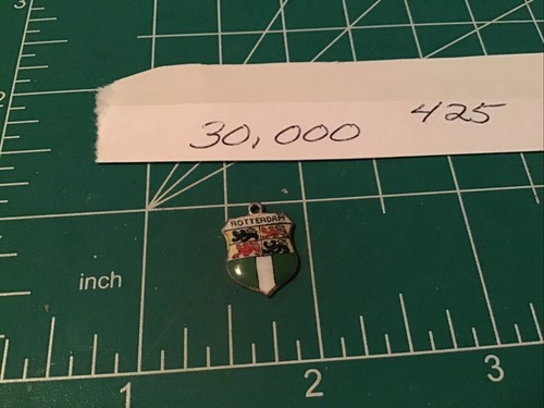 Charm da viaggio vintage argento sterling Rotterdam Holland scudo smaltato - Foto 2 di 6