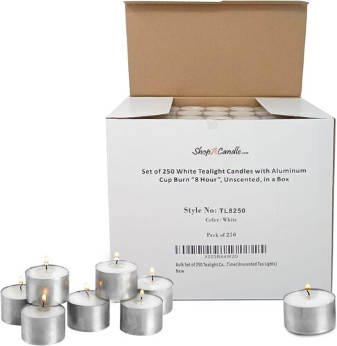Long-Lasting 250 Pcs White Tea Light Candles for Weddings & Romantic Dinners