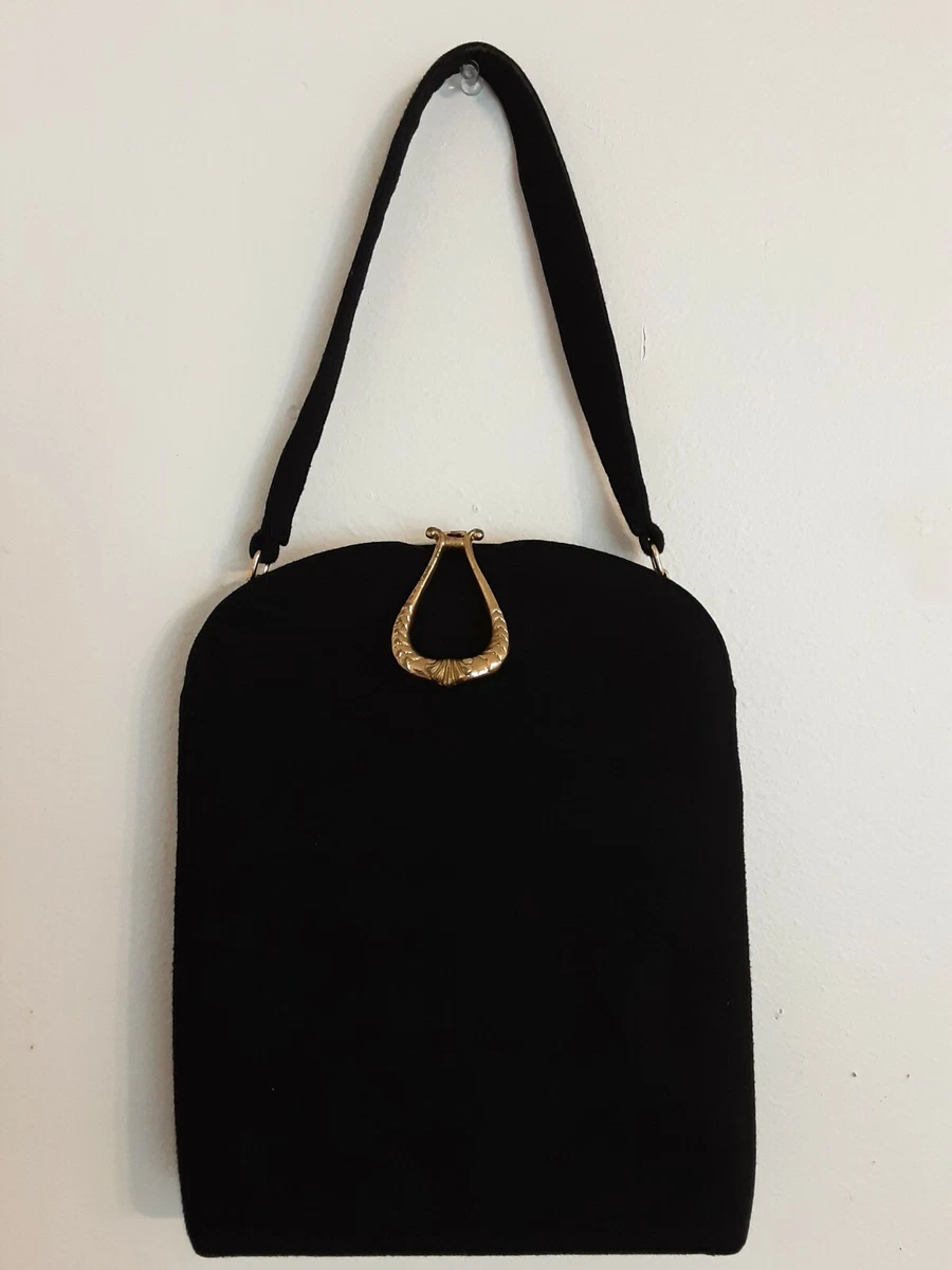 Ingber Black Wool Felt Purse Gold Clasp Made In USA Vintage | eBay
