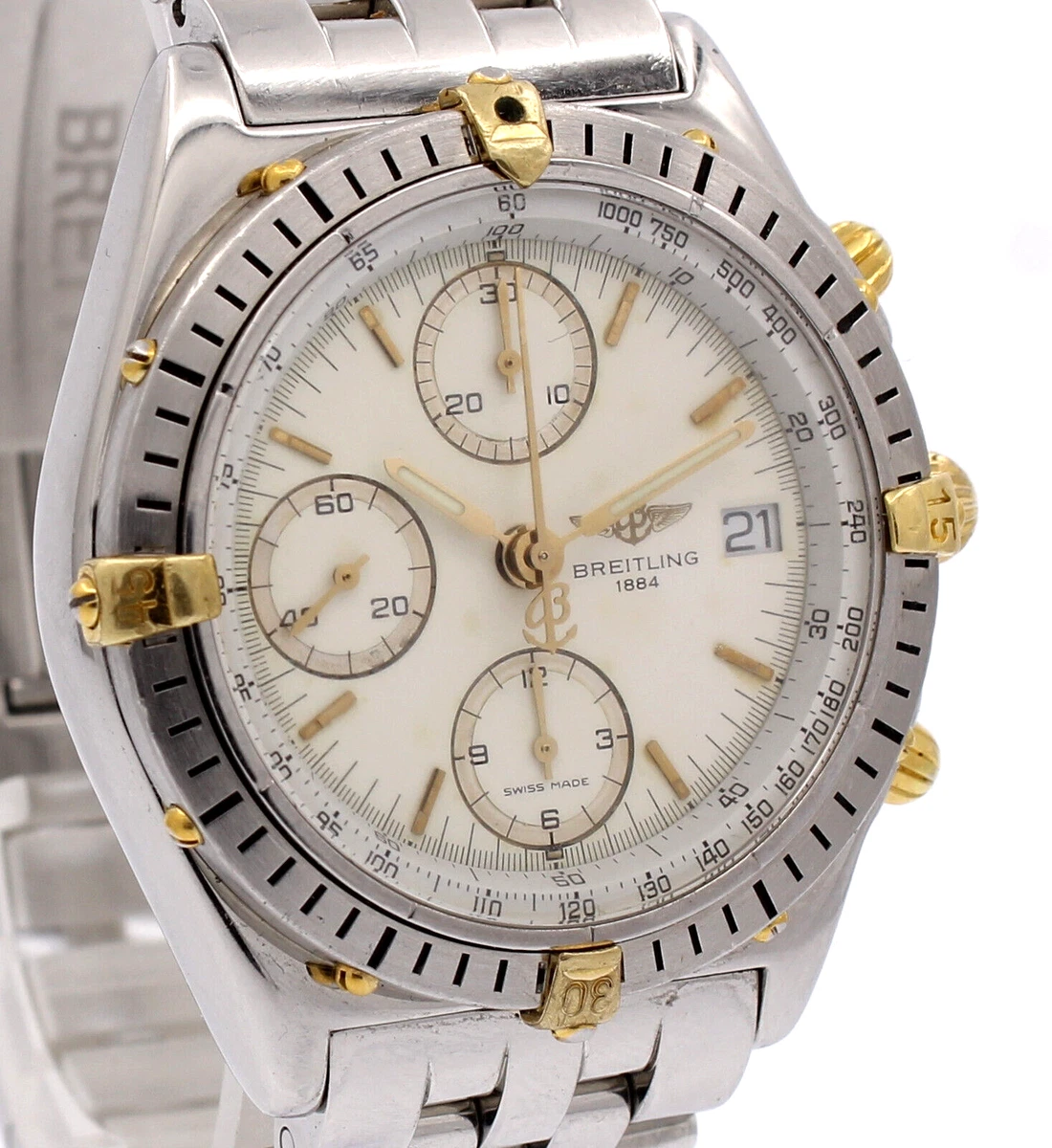 BREITLING Chronomat Stainless Steel Gold Automatic White Dial 40mm