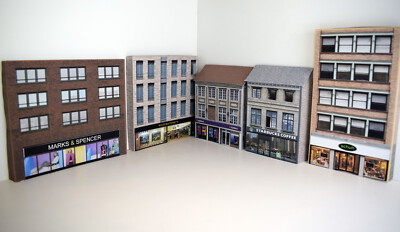 HO Buildings High Street Shops Karte Low Relief 5er Pack 1/87 Maßstab 4er Set