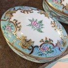 Vintage Limoges Oval Shaped Hand-painted Floral Motifs W/ Gold Trinket Box