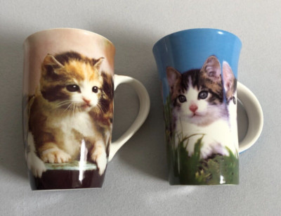Porzellan Tasse Katzen Motiv New Bone China Kaffeetasse Becher Tiermotiv Katze