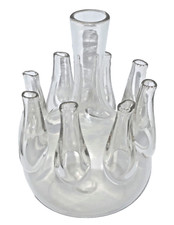 Holländische Tulpenvase mit 8 Tüllen mundgeblasen 1. Hälfte 19. Jhd. H. 19 cm