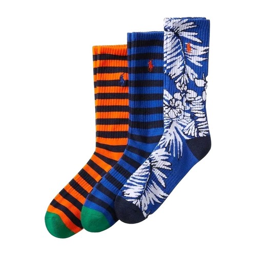 New Polo Ralph Lauren Men’s XL Tropical Performance Socks 3-Pack Shoe 12-17 NWT - Picture 2 of 9