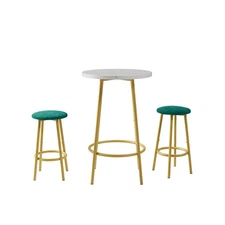 3-Piece Modern Pub Table Set with 2 Bar Stools