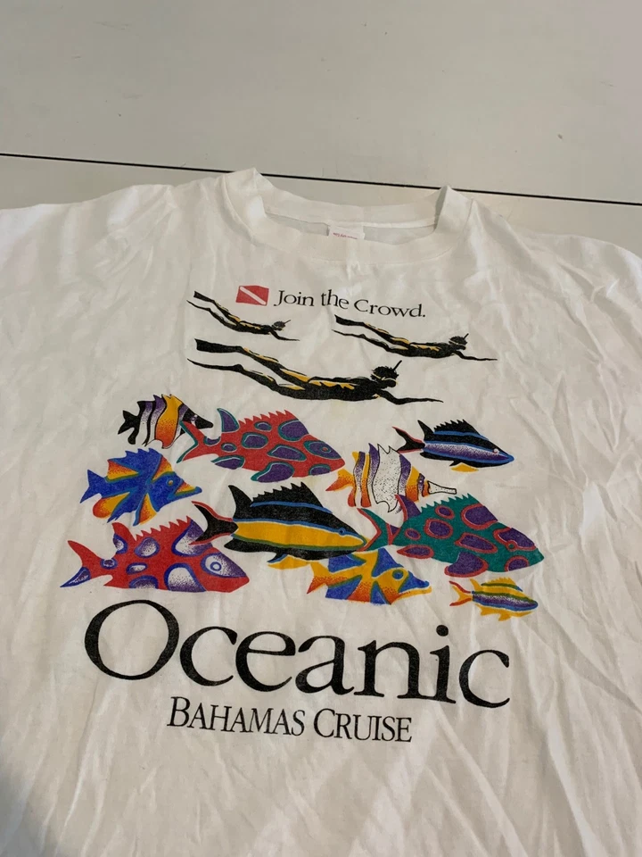 Camisa Oceanic Bahamas XXL Blanca Crucero De Colección Buceo Peces Exóticos Viaje Foto 2 de 4