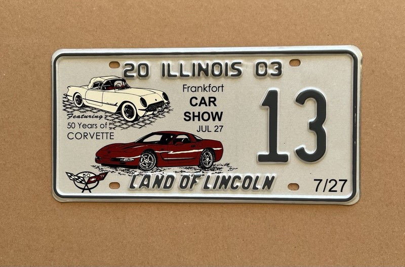 2003 Illinois IL 50 Years Of Corvette License Plate Low Number 13