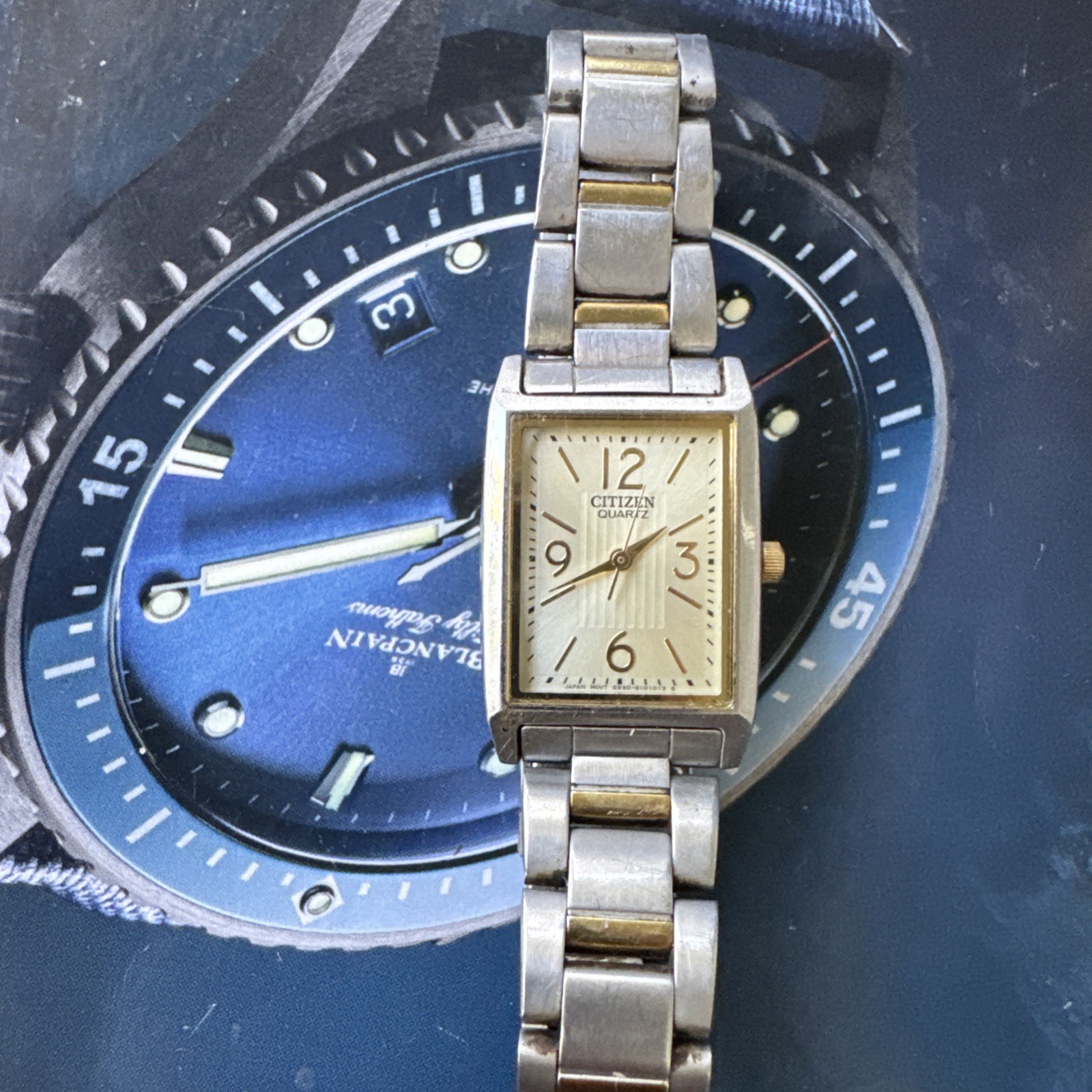 Citizen Quartz Two-Tone Rectangular Watch 5930-S1… - image 4