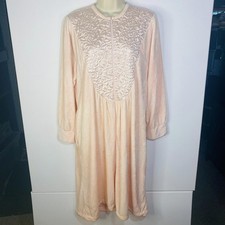 Vintage HAMILTON Pink Zip Polyester Robe Size Small Embroidered