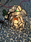 Vintage Tiffany-Style Stained Glass Elephant Lamp TESTED WORKS Head Bobbles Cute