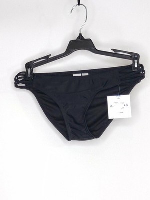 NWT Arizona Bikini Swimming Bottoms Color Black Slit Sides High Cut Elastic Fit
