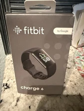 Fitbit Charge 6 Activity Fitness Tracker Google apps Black Sealed