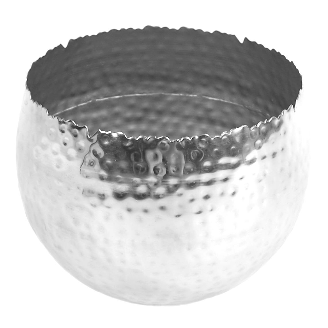 Leaf Large Metal Planter 22 X 17Cm Hammered Silver Colour - Curvy Edge - Image 2