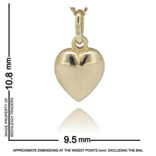 Yellow Gold LOVE HEART CHARM or PENDANT Guaranteed Genuine 9ct 9k Gold - Foto 5 di 10