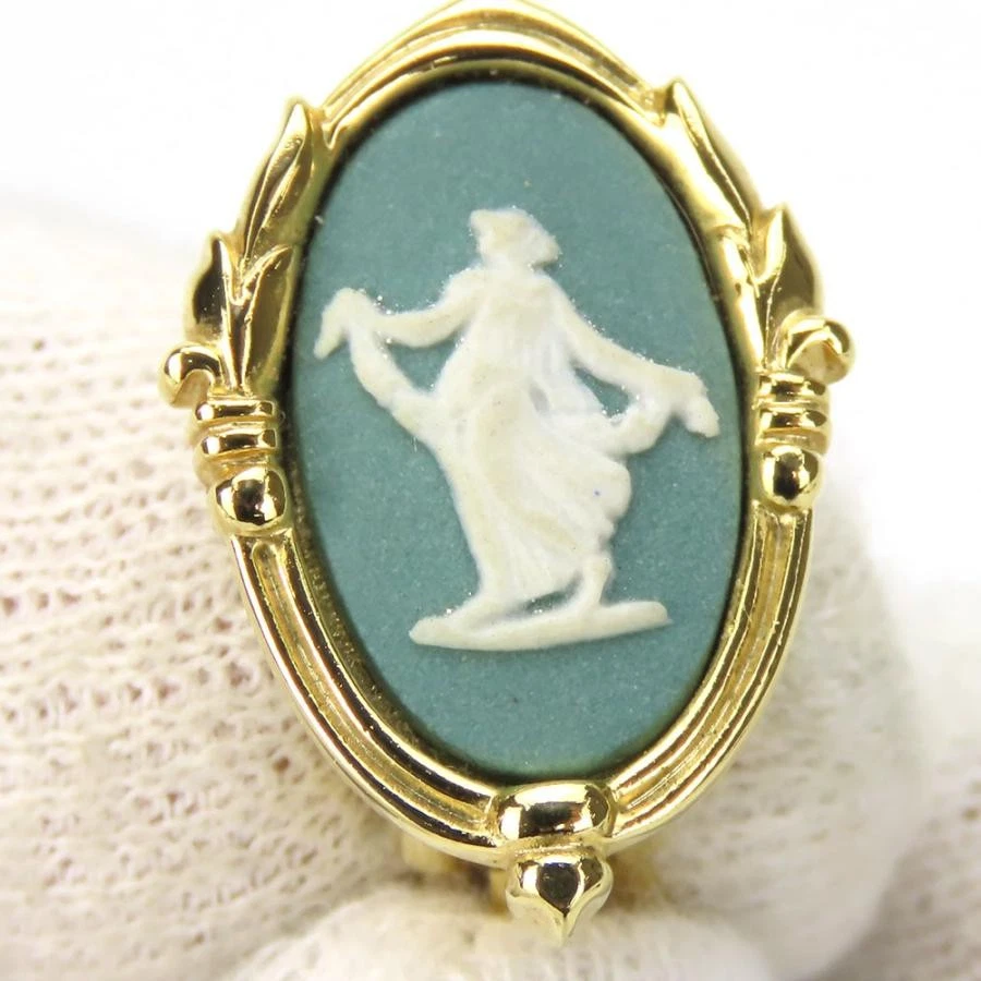 Wedgwood 正品女式耳环陶瓷蓝色镀白金椭圆形 20x15 毫米 — 第 3/4 张图片