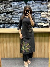 Pakistani Women's Cotton Straight Kurta Set Indian Party Wear Top Kurti Pant Set