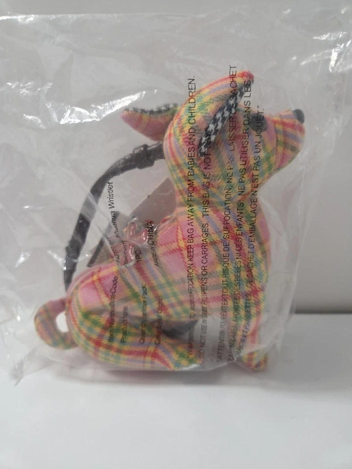 Pink Plaidberry CHIHUAHUA Wristlet Purse FUZZY NATION Y2k 90’s Sealed  - Image 2 of 4
