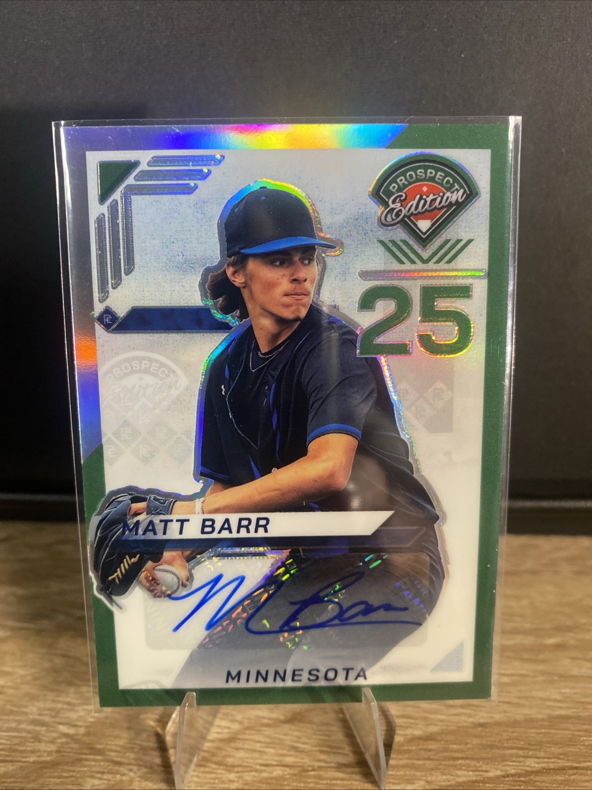 MATT BARR 2025 Panini Prospect Edition AUTO Green Holo Minnesota Twins