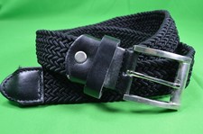 Men's Black Belt,Stretch Weaved, Fits 38" Waist Or Smaller,Heavy Made