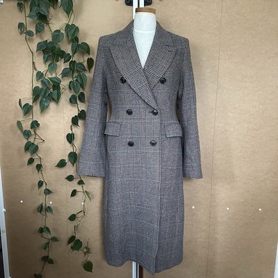 UNIQLO Ines de la Fressange IDLF Double Breasted Plaid Tweed Coat M Wool New