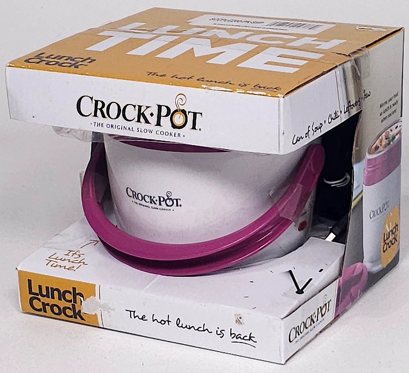 NEW Crock Pot Slow Cooker Lunch Travel Electric Portable Handle Lid Pink White