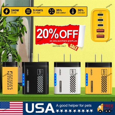240W Fast Charging USB Type C US Wall Charger For Samsung iPhone Android Phone*