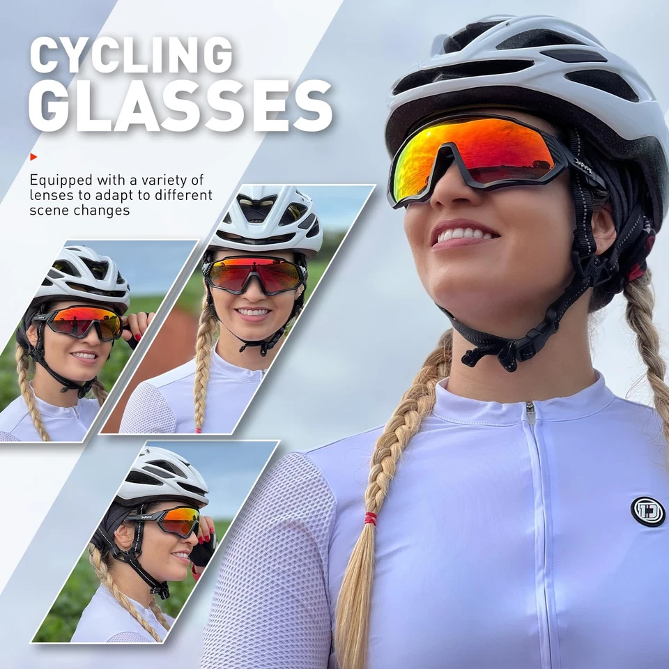 ✅Occhiali Ciclismo Polarizzati ✅5 Lenti Intercambiabili Uomo e Donna Sport TR90 - Immagine 2 di 4
