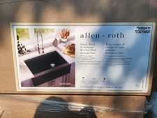 Allen Roth Granite Farmhouse Apron Sink 33" Black W/ Cutting Board 551 MSRP