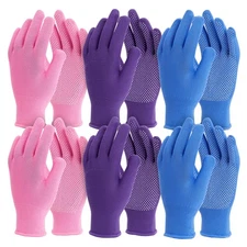 Juvale 6-Pairs Gardening Gloves for Women - Thorn Proof Work Gloves (3 Colors)