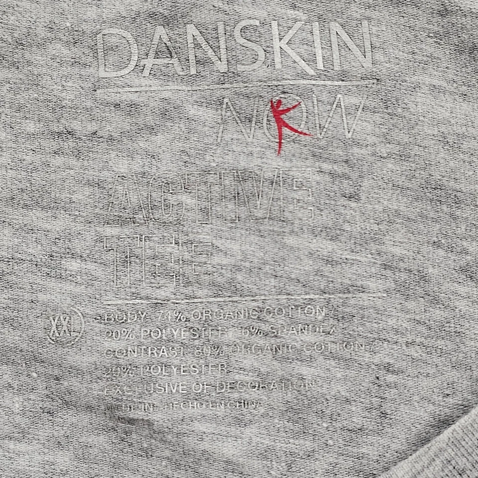 Camiseta para mujer Danskin Now Active gris manga corta mezcla de algodón 2XL Foto 3 de 4