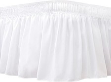 Queen Wrap Around Bed Skirt 15" Drop White Adjustable Elastic Easy Fit Dust