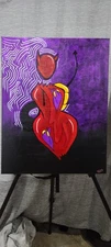 OOAK original painting on canvas wall art Devil woman hand painted part of set