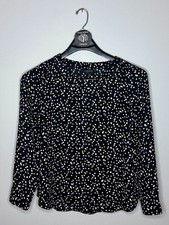 Banana Republic Black Long-Sleeve Polka Dot Blouse Size Medium