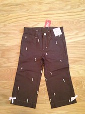 NWT Gymboree Tulip Garden Brown Capri Pants Embroidered 6 Slim