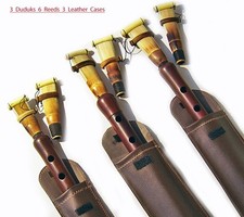 3 Armenian PRO Duduk 6 REEDS 3 Leather Case DUDEK Professional Oboe Flute Mey