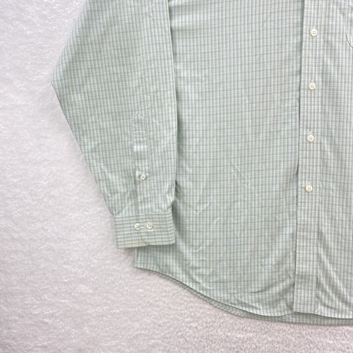 Brooks Brothers Camicia Uomo Grande Verde Plaid Non Ferro La Polo Originale - Foto 6 di 18